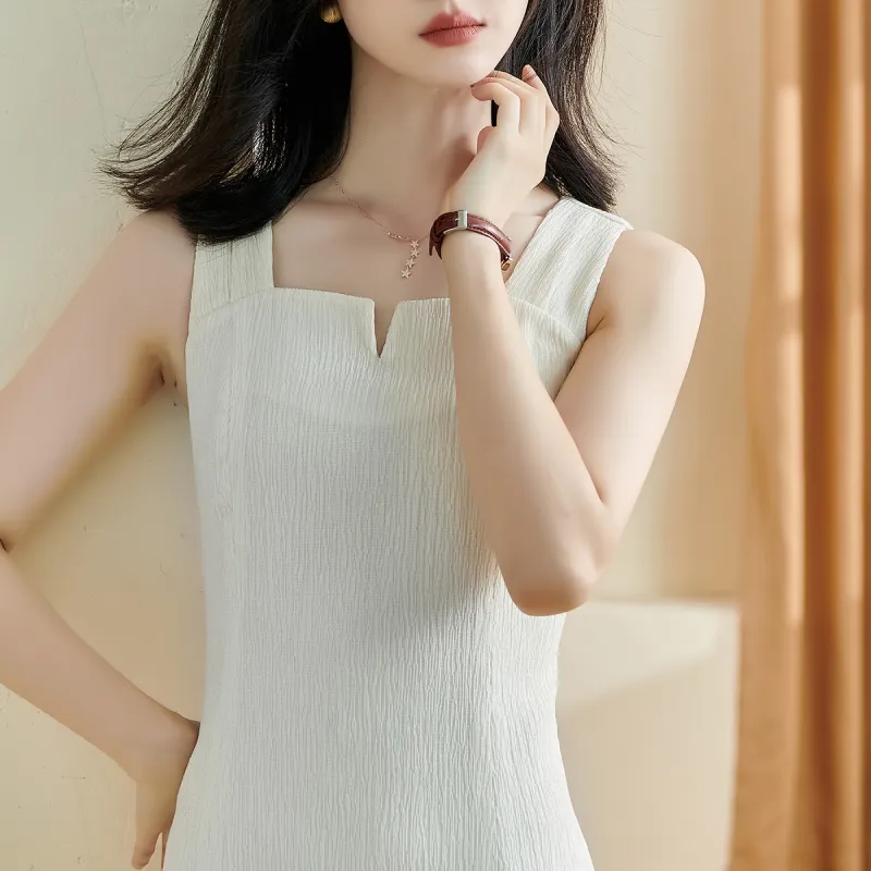 MISSSHINE Sleeveless Dresses Women's Beige Apricot-2