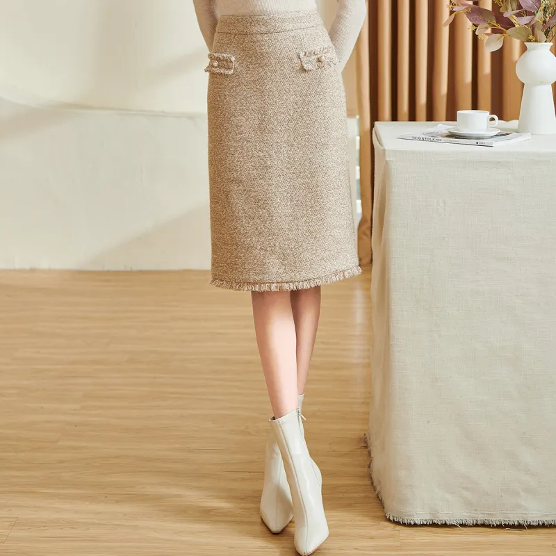 MISSSHINE Casual Long Skirts Women's Champagne-5