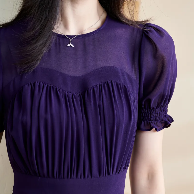 MISSSHINE Short Sleeved Dresses Women's Purple-6