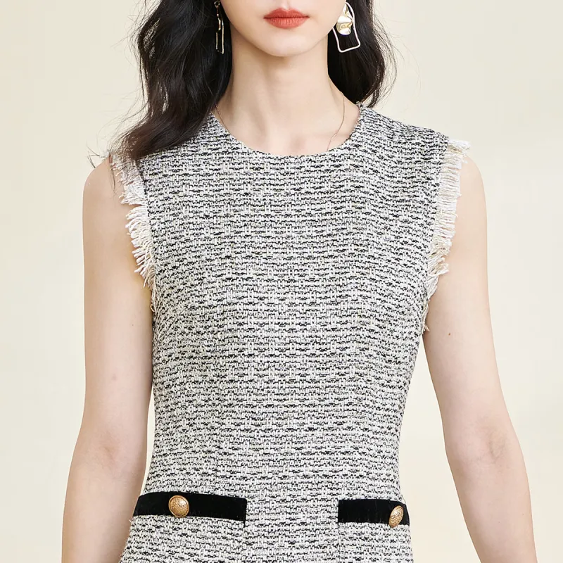 MISSSHINE Sleeveless Dresses Women's Black/White-2