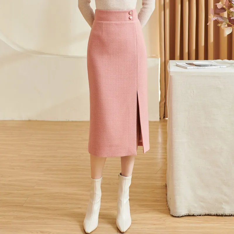 MISSSHINE Casual Long Skirts Women's Pink Orange-4