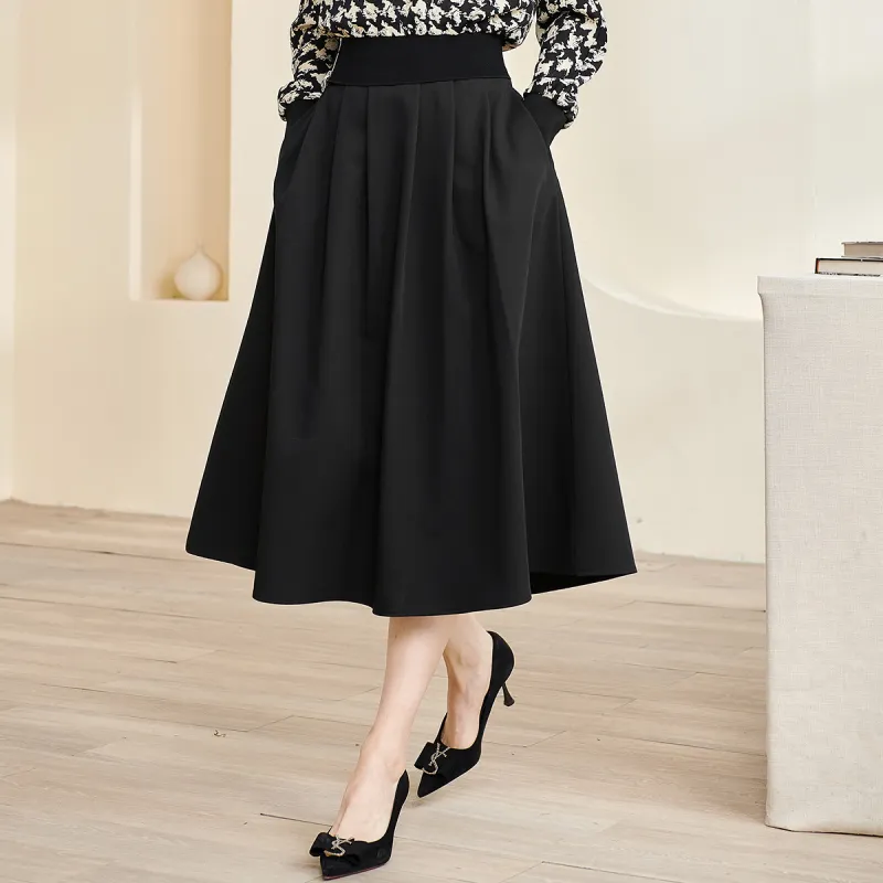 MISSSHINE Casual Long Skirts Women's Black-4