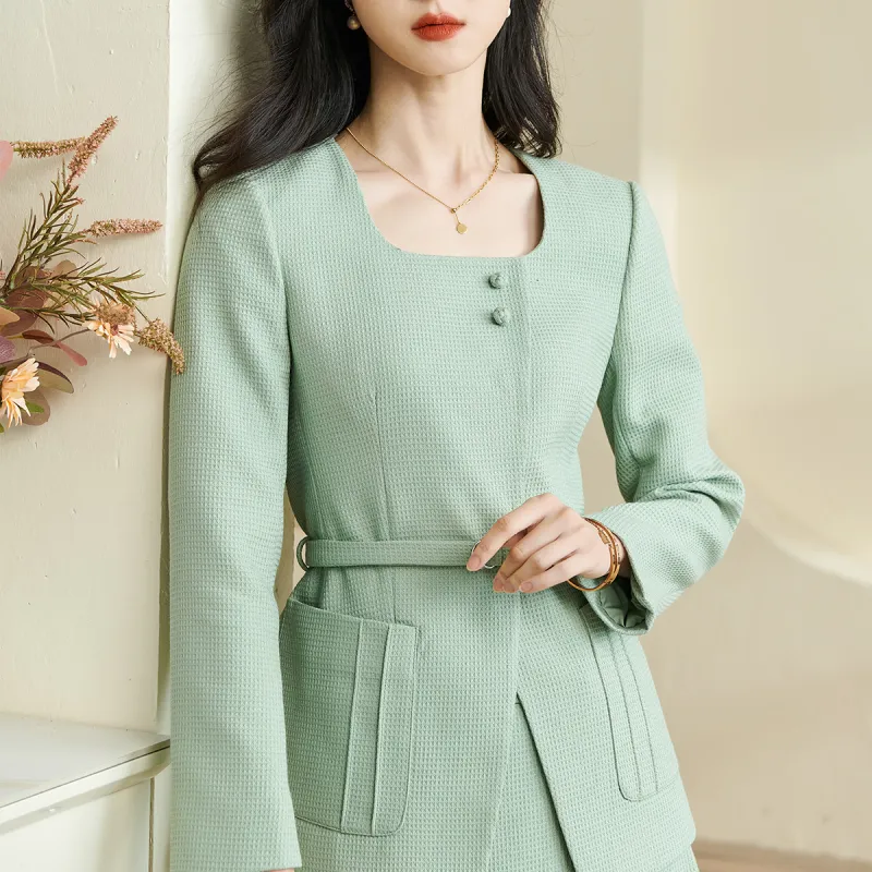 MISSSHINE Two Piece Skirt Sets Women's Pea Green-2