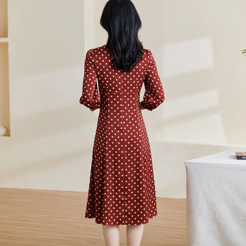 MISSSHINE Long Sleeved Dresses Women's Rusty Red-5