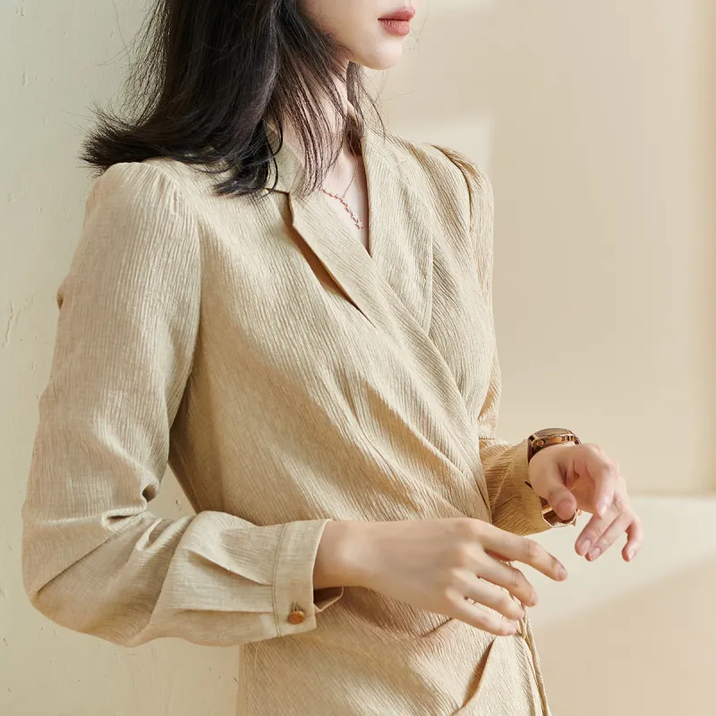 MISSSHINE Long Sleeved Dresses Women's Warm Sand-2