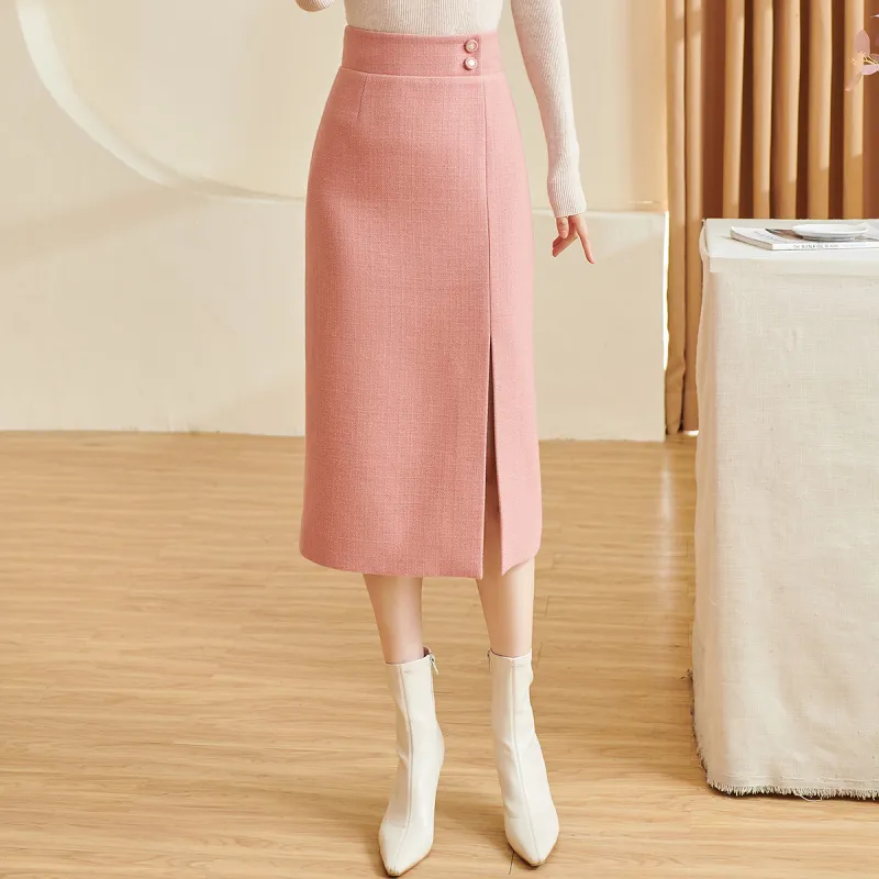 MISSSHINE Casual Long Skirts Women's Pink Orange-5