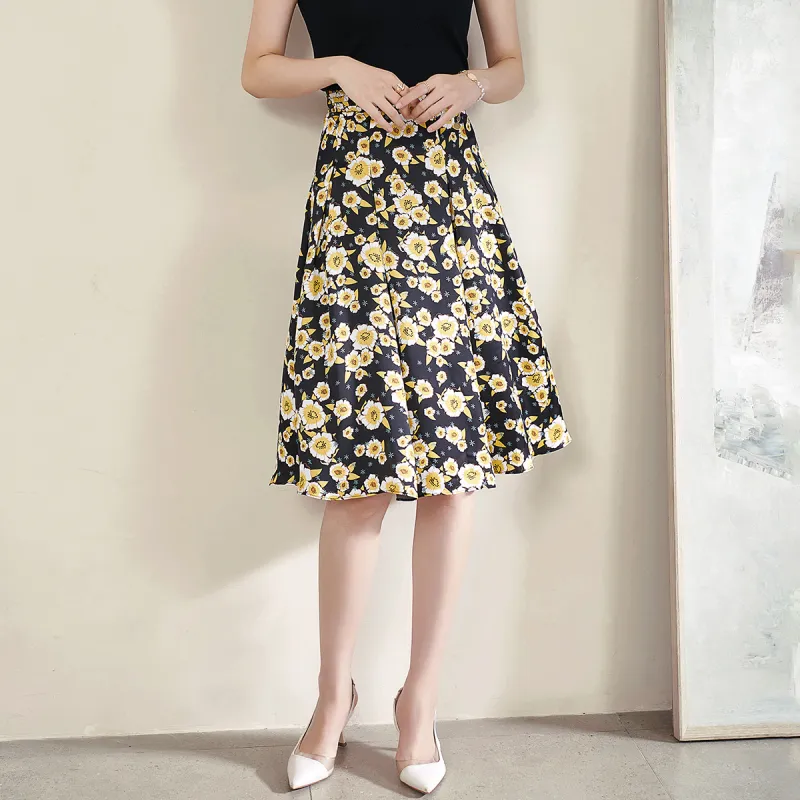 MISSSHINE Casual Long Skirts Women's Yellow-4