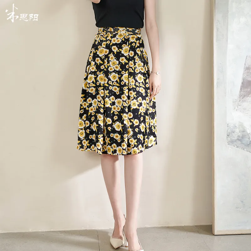 MISSSHINE Casual Long Skirts Women's Yellow-2