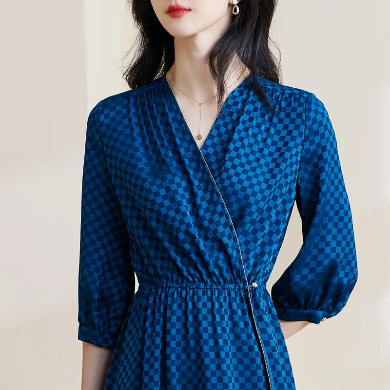 MISSSHINE Long Sleeved Dresses Women's Peacock Blue-2