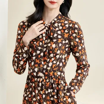 MISSSHINE Long Sleeved Dresses Women's Coffee