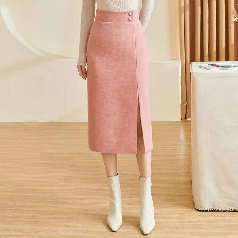 MISSSHINE Casual Long Skirts Women's Pink Orange-3