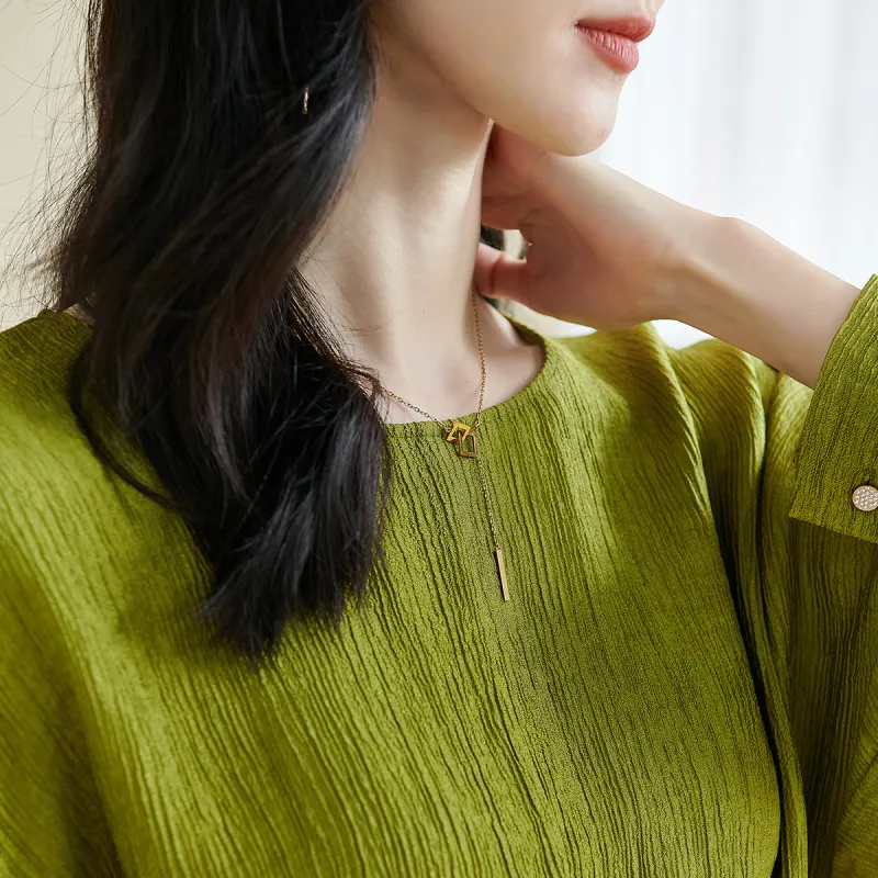 MISSSHINE Shirt Women's Mustard Green-2