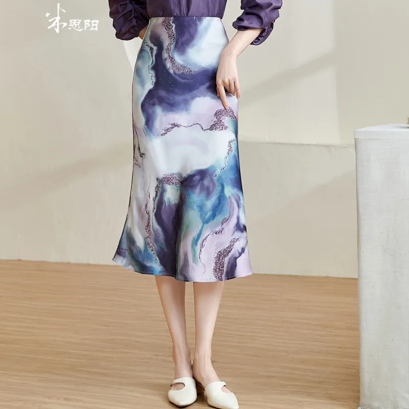 MISSSHINE Casual Long Skirts Women's Dusty Purple-2