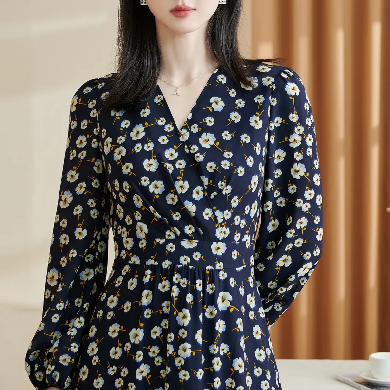 MISSSHINE Long Sleeved Dresses Women's Navy Blue-2