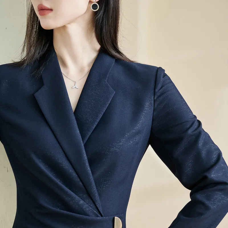 MISSSHINE Long Sleeved Dresses Women's Navy Blue-2