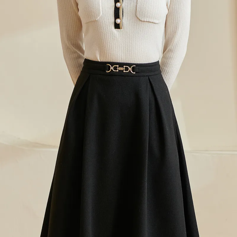 MISSSHINE Casual Long Skirts Women's Black-6