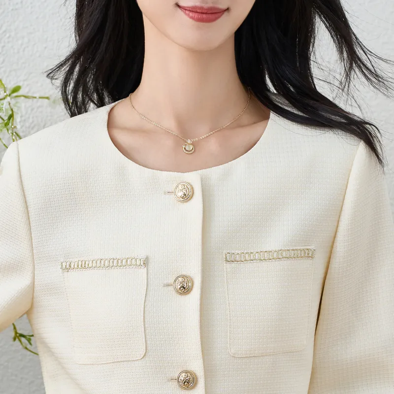 MISSSHINE Cropped Coats Women's Beige Apricot-2