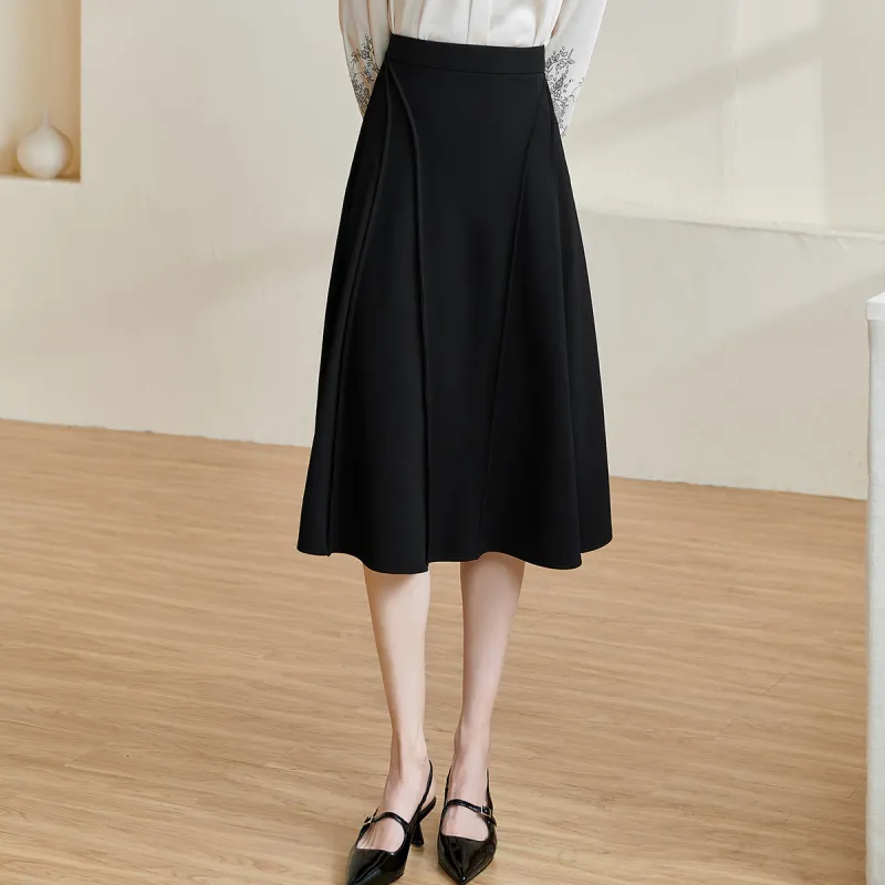 MISSSHINE Casual Long Skirts Women's Black-4