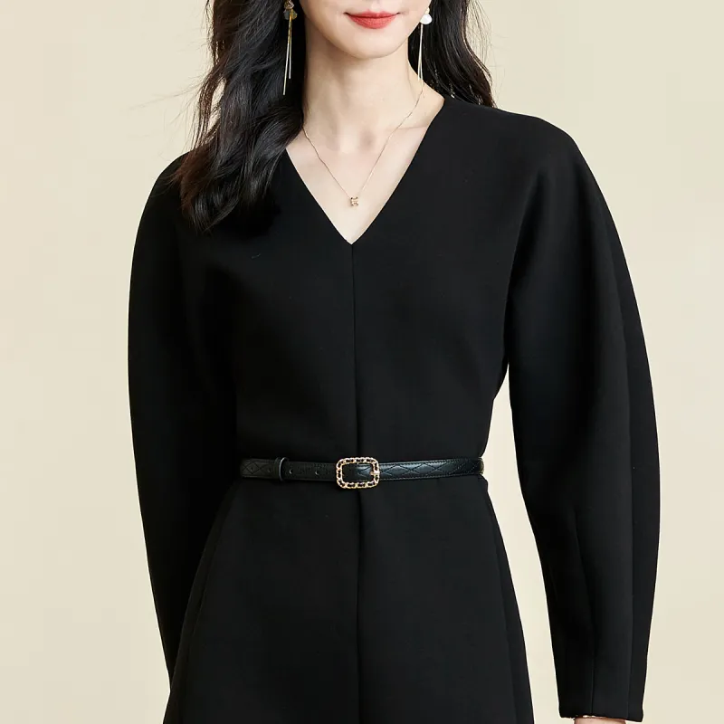 MISSSHINE Long Sleeved Dresses Women's Black-2