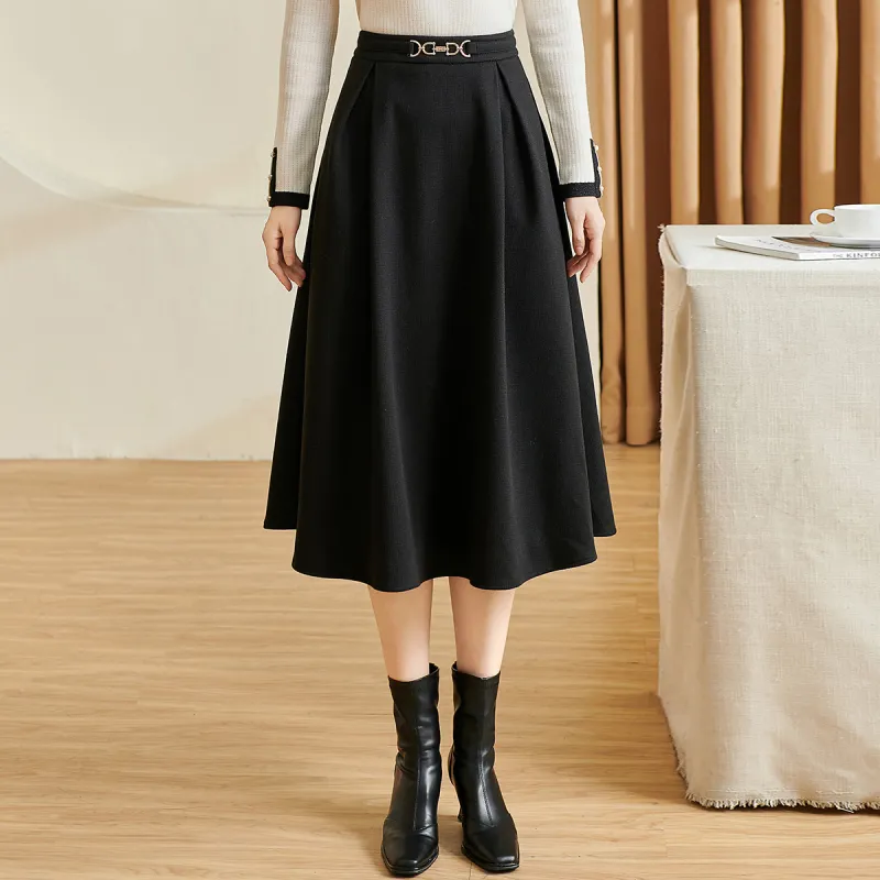 MISSSHINE Casual Long Skirts Women's Black-3