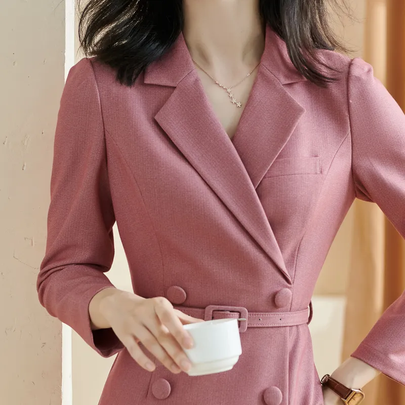 MISSSHINE Long Sleeved Dresses Women's Pink-2