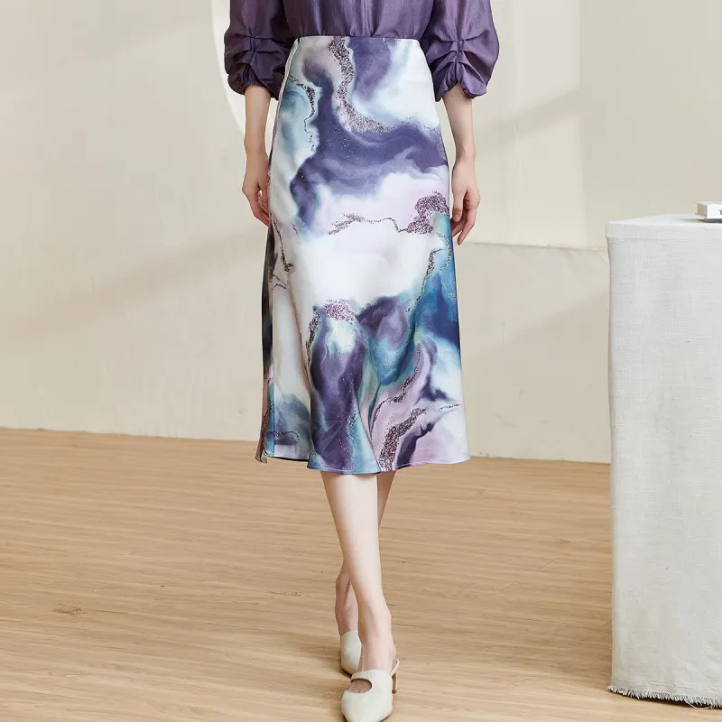 MISSSHINE Casual Long Skirts Women's Dusty Purple-4