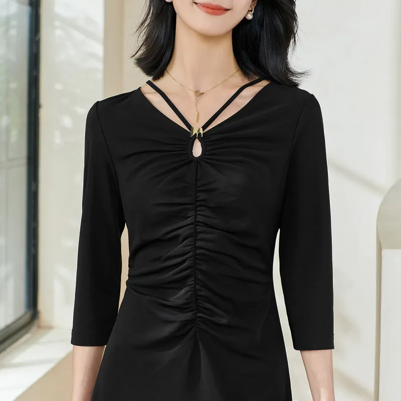 MISSSHINE Long Sleeved Dresses Women's Black-2