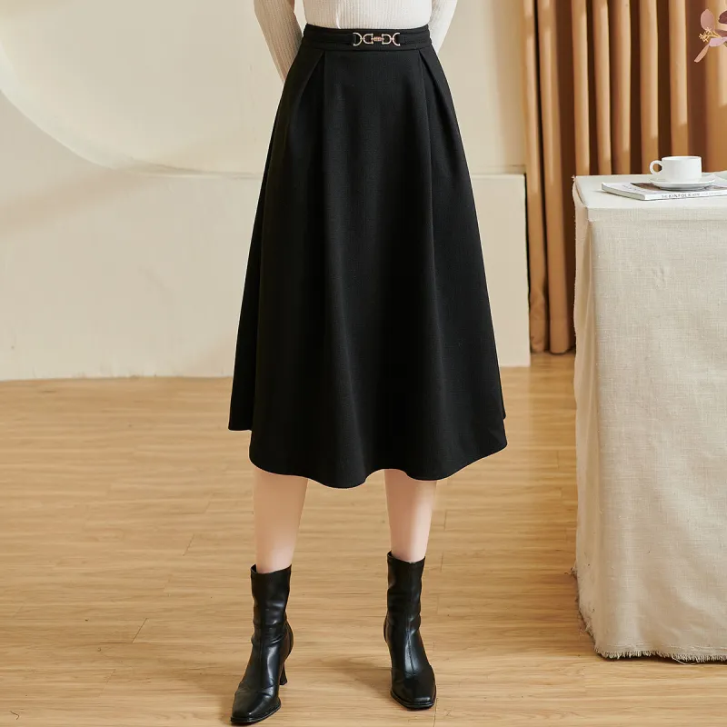 MISSSHINE Casual Long Skirts Women's Black-2