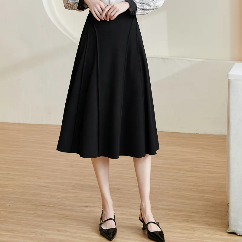MISSSHINE Casual Long Skirts Women's Black-3