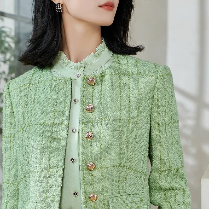 MISSSHINE Cropped Coats Women's Fruit Green-2
