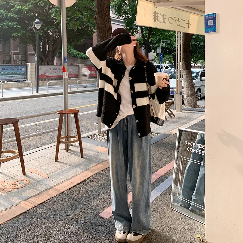 Zeng Xiaoxian Knitwear Women's Black White Stripes-2
