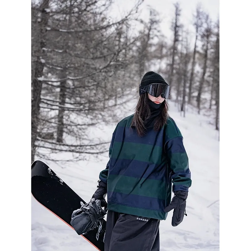 AWKA Ski Tops Unisex Blue Green Stripes-1