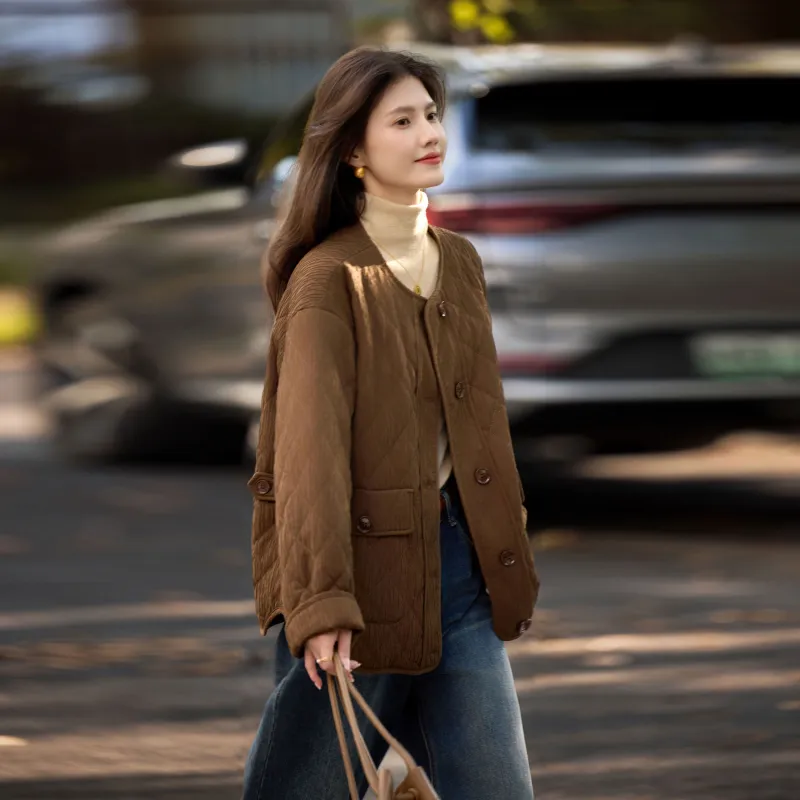 A Paradise For Awakening Puffer Jacket Women's Coffee-3