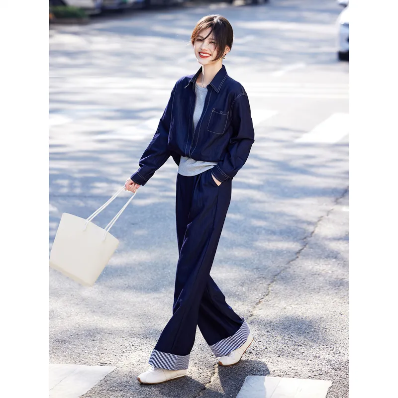 A Paradise For Awakening Casual Suit Women's Vintage Blue-2