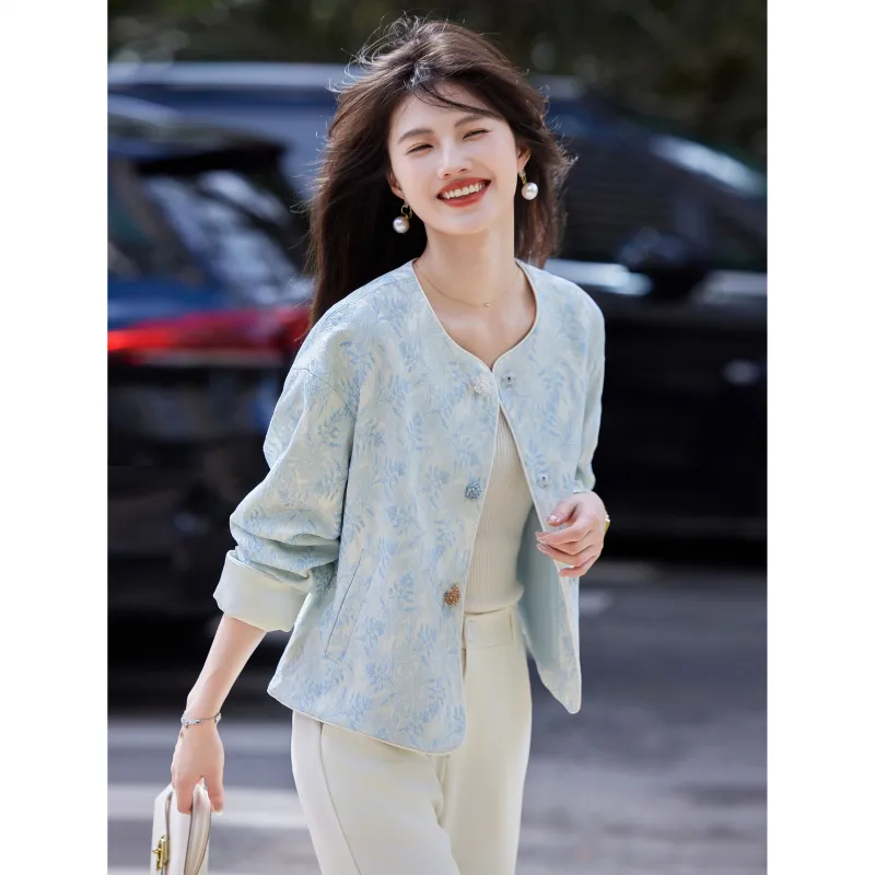 A Paradise For Awakening Cropped Coat Women's Blue-7