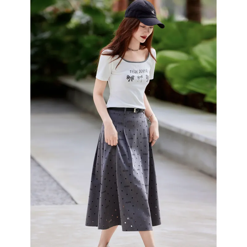 A Paradise For Awakening Skirt Set Women's Gray-4