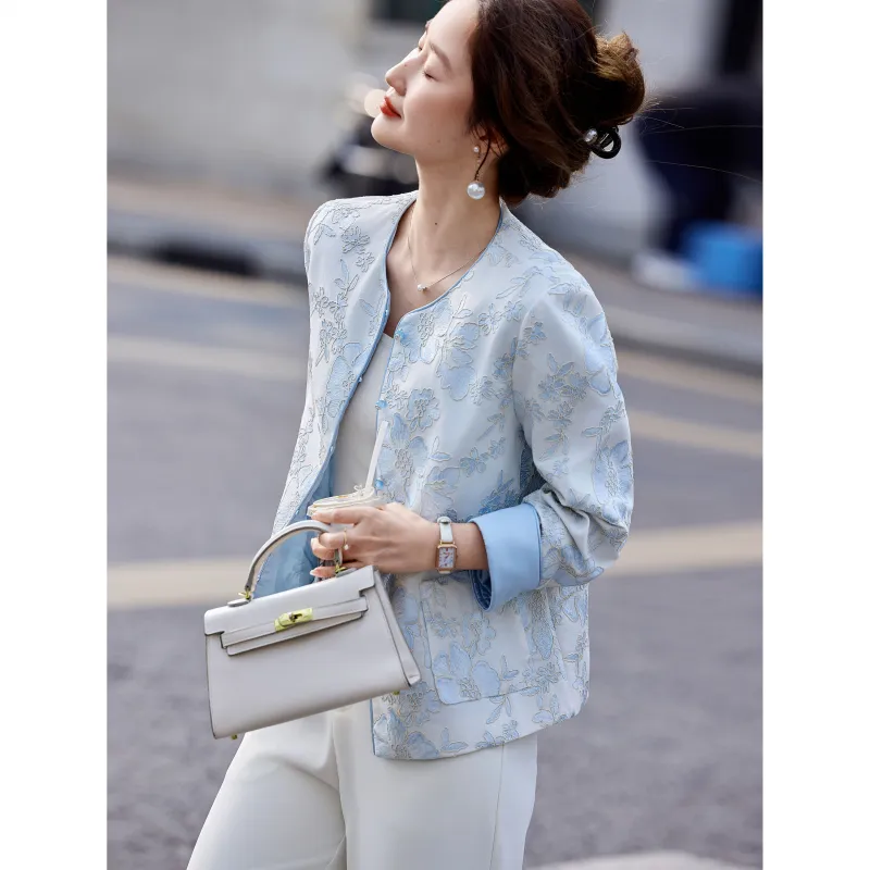 A Paradise For Awakening Cropped Coat Women's Blue-4