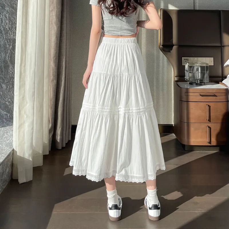 A Paradise For Awakening Casual Long Skirt Women's White-3