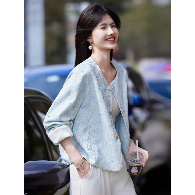 A Paradise For Awakening Cropped Coat Women's Blue-5