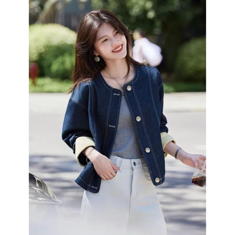 A Paradise For Awakening Denim Jacket Women's Vintage Blue-3