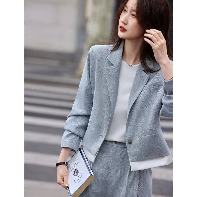 A Paradise For Awakening Casual Suit Women's Gray Blue-7