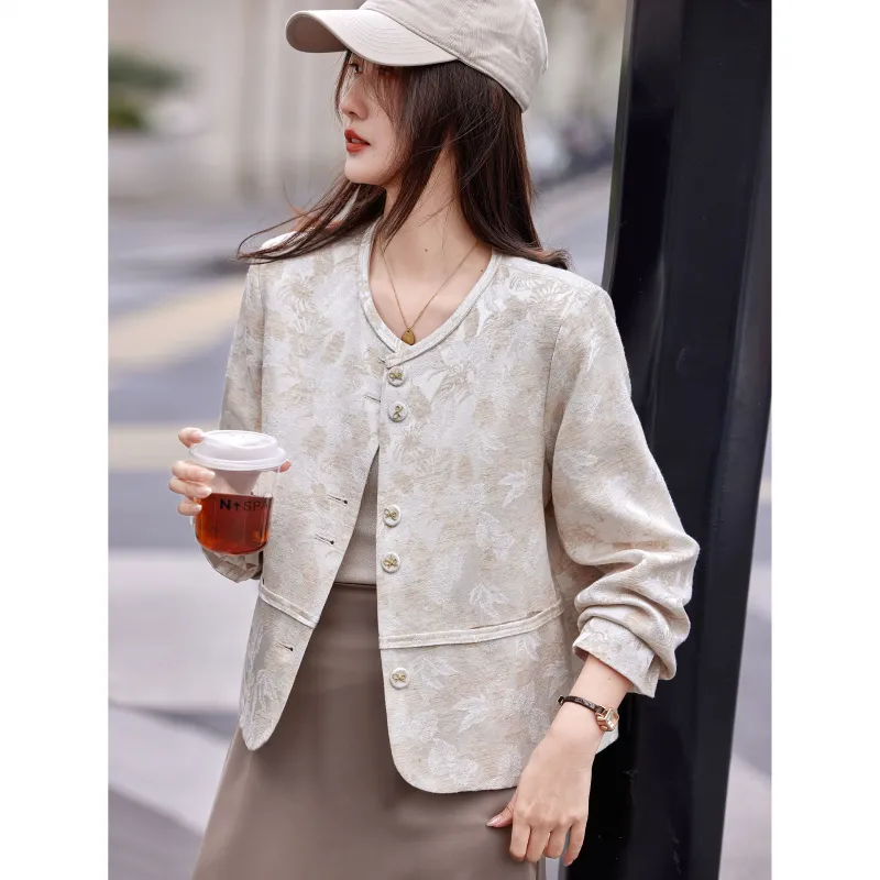 A Paradise For Awakening Cropped Coat Women's Beige Apricot-6