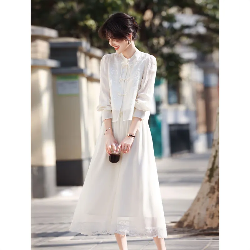 A Paradise For Awakening Skirt Set Women's Ecru Two Piece Set-3
