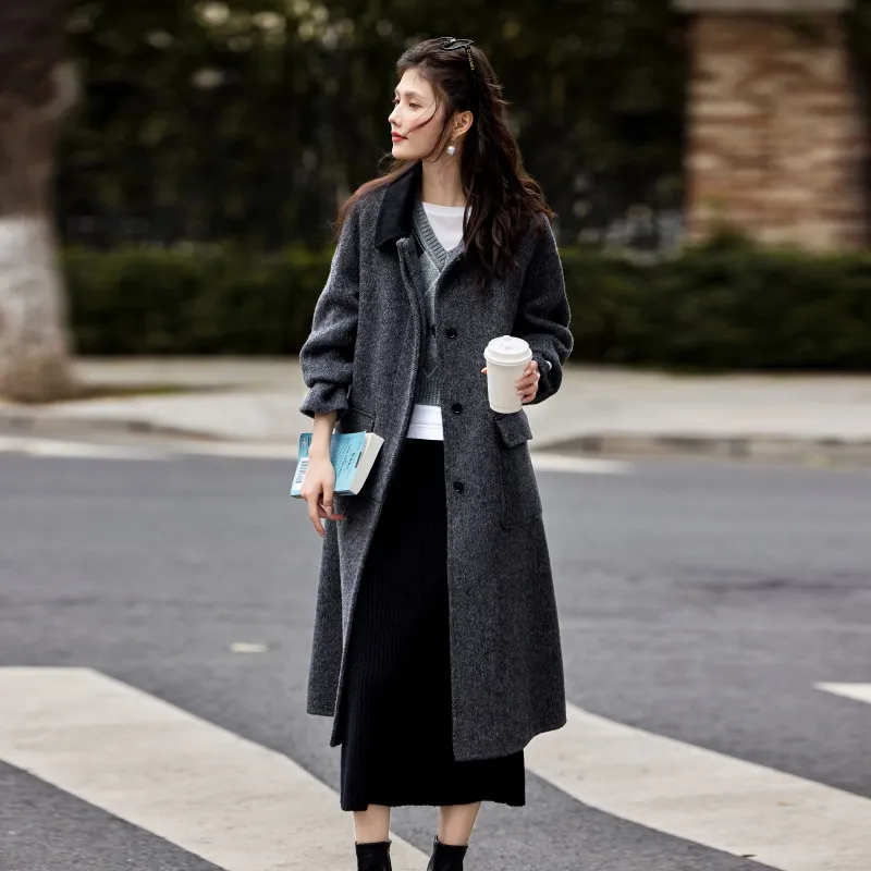 A Paradise For Awakening Coats Women's Black Gray Color-2