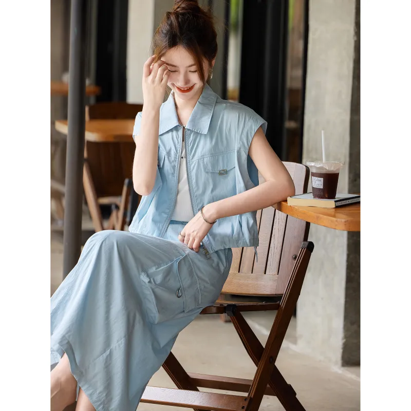 A Paradise For Awakening Skirt Set Women's Blue-7
