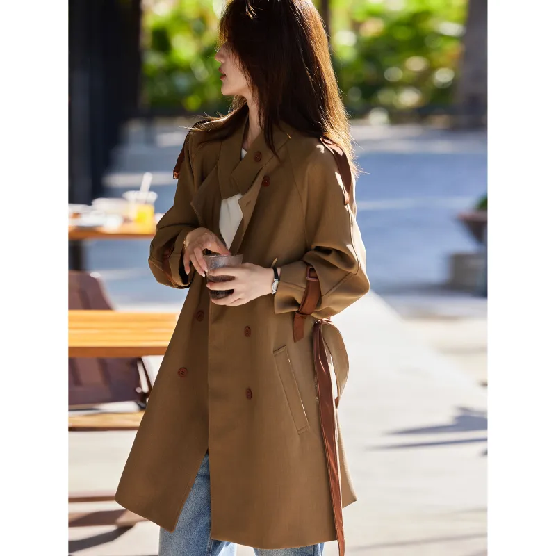 A Paradise For Awakening Trench Coat Women's Coffee-3