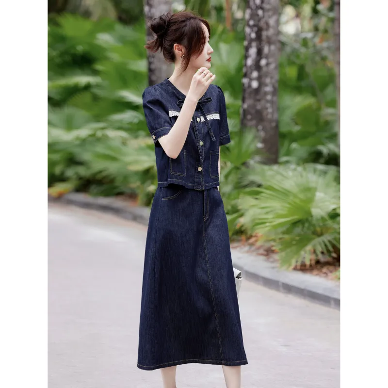 A Paradise For Awakening Skirt Set Women's Denim Blue-3