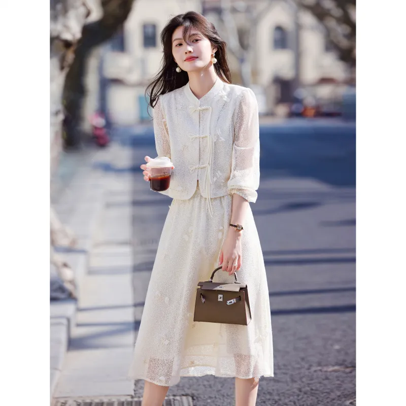 A Paradise For Awakening Skirt Set Women's Beige Apricot-6