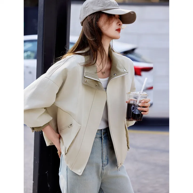 A Paradise For Awakening Cropped Coat Women's Beige Apricot-6