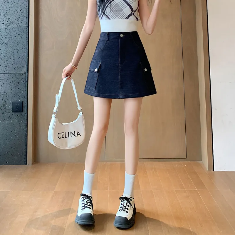 A Paradise For Awakening Casual Short Skirts Women's Denim Blue-3